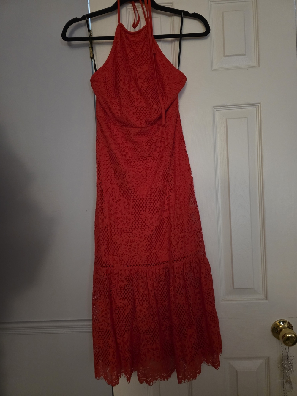 Red Lace Halter Dress